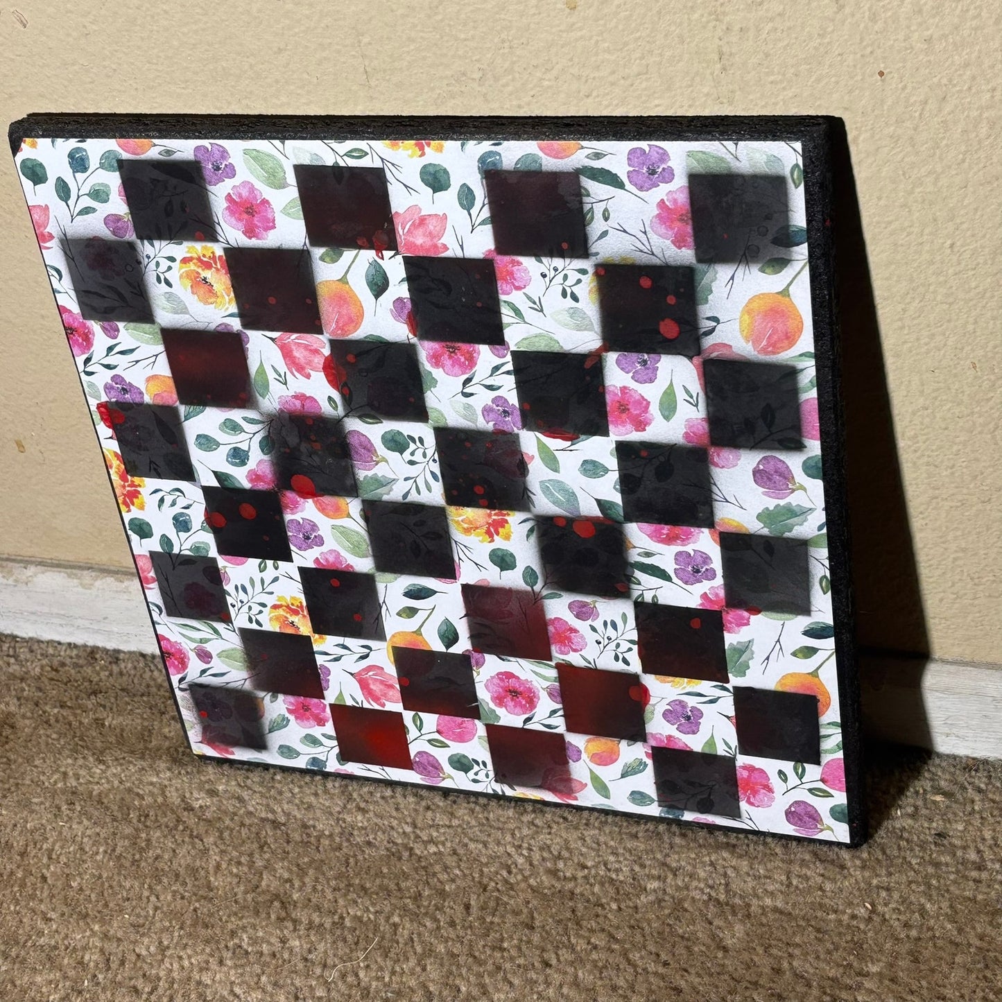 Colorful Flowers Splash - Scrapbook Chess Board
