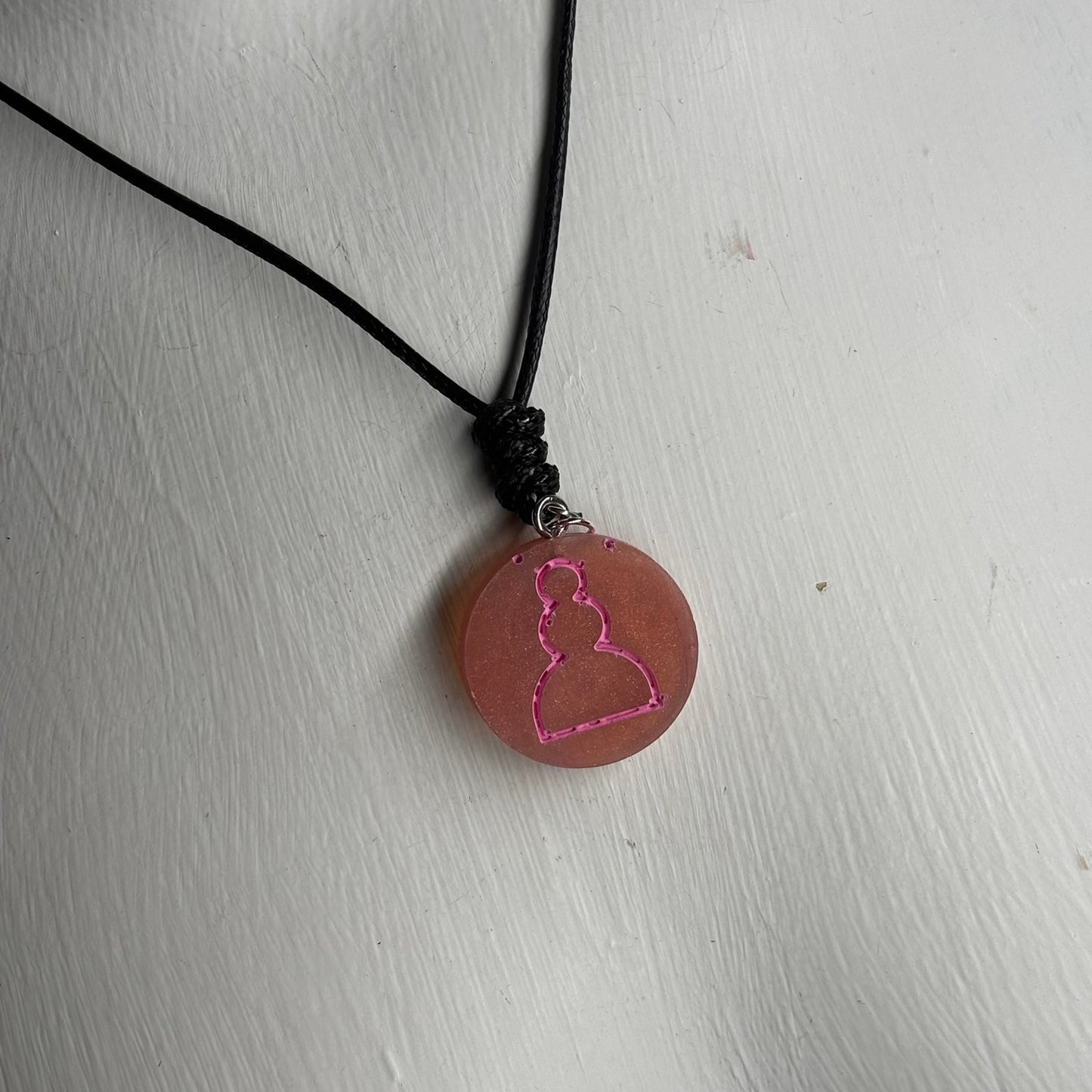 Vintage Pink Pawn - Handmade Resin Chess Necklace