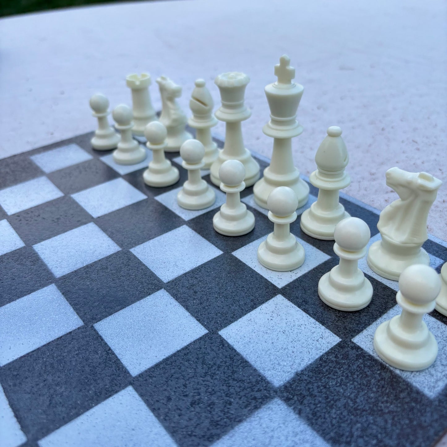 Gray & White - Painted Chess Set