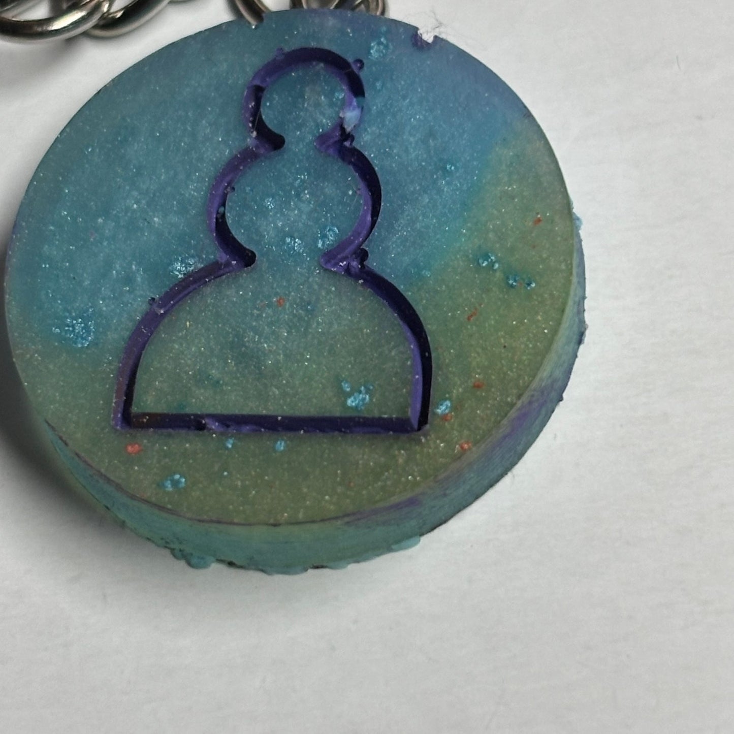 Ocean Blue Purple Lining - Handmade Resin Keychain - Flat Edition