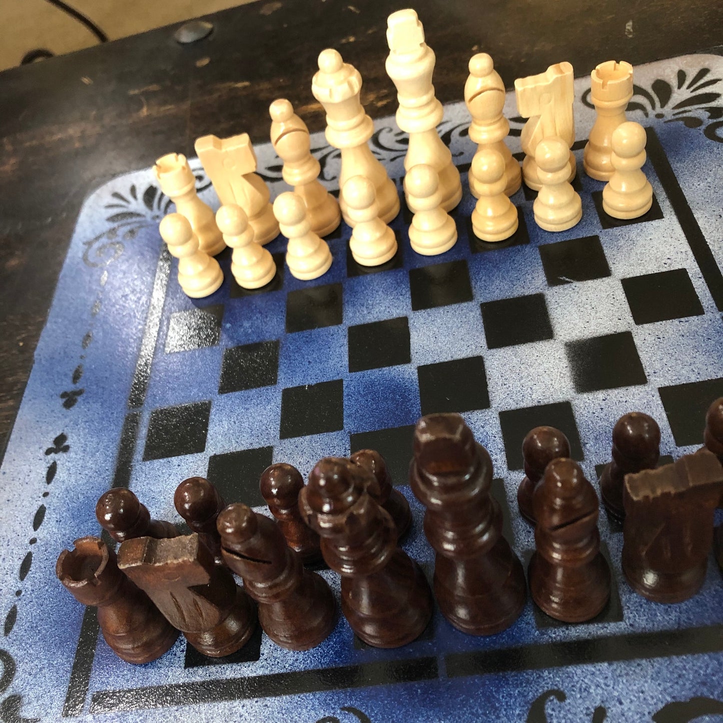 Snow Blue - Painted Chess Set