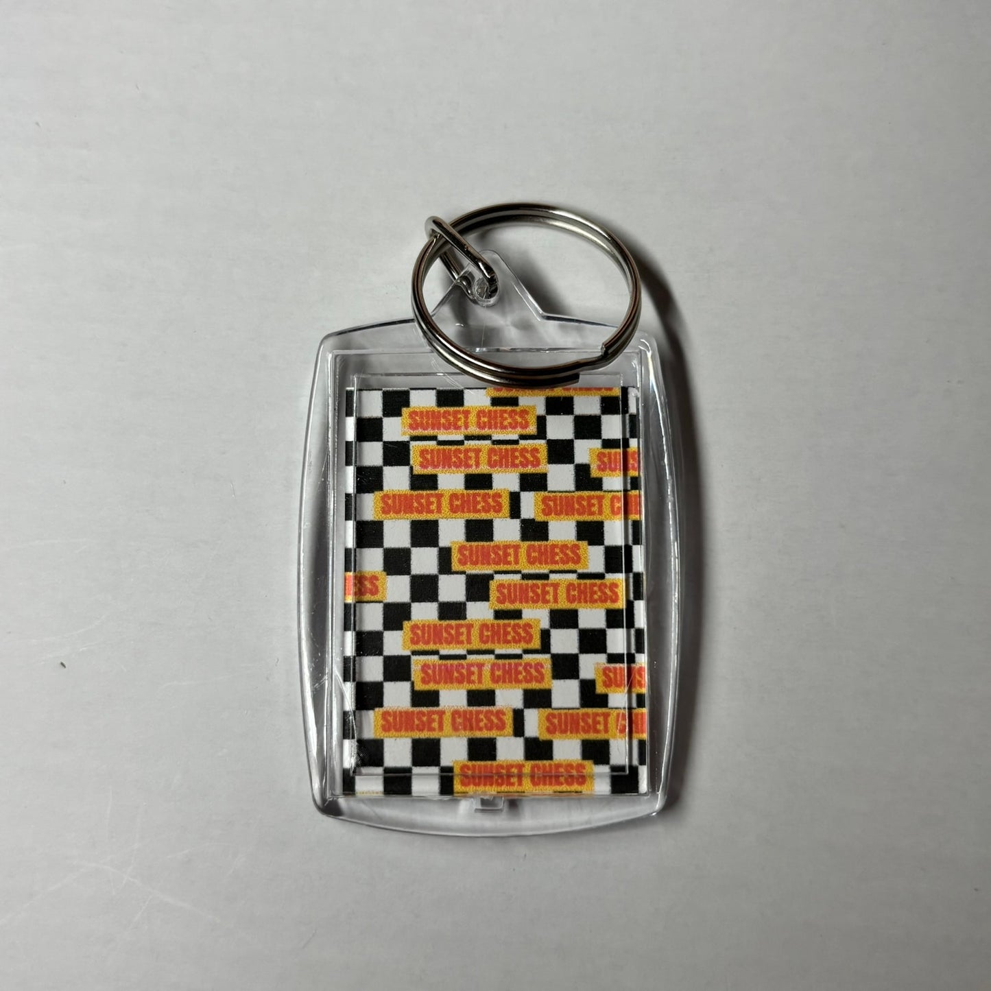Chess On Fire - Sunset Chess Photo Keychain