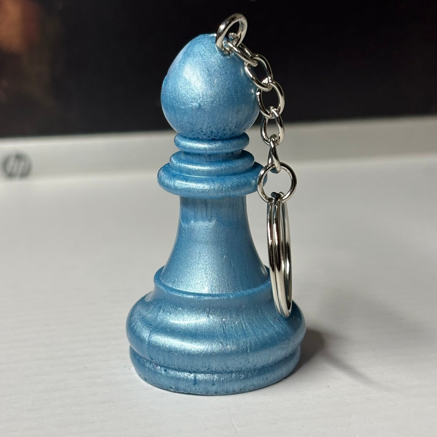 Artistic Blue - Handmade Resin Keychain - Large Edition