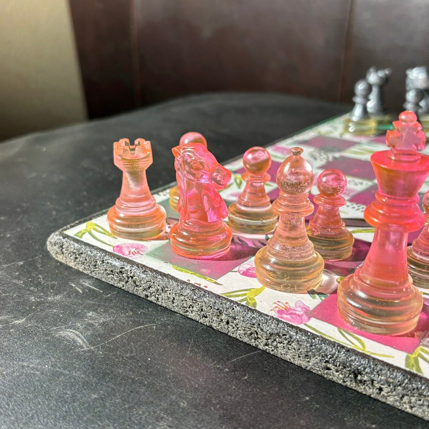 Vibrant Pink Lush - Scrapbook Chess Set