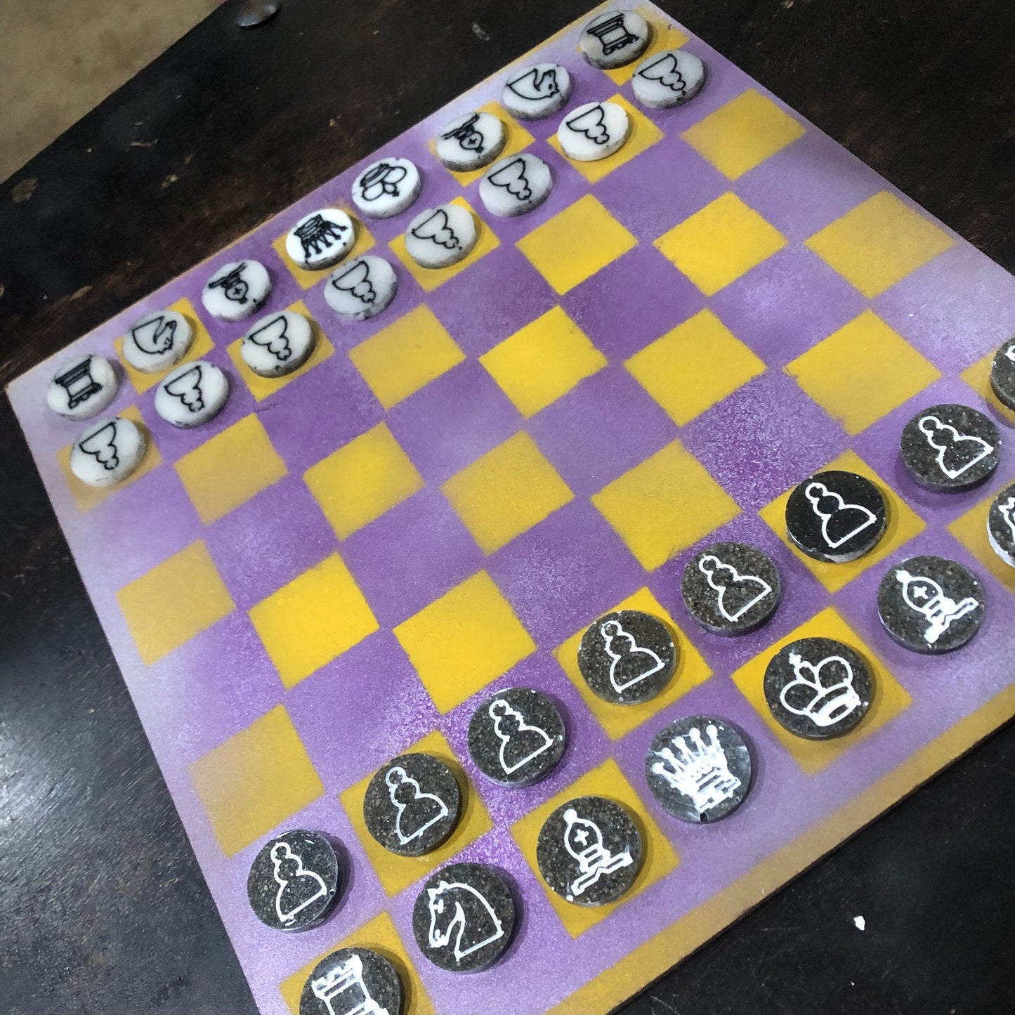 Purple Yellow Mist - Painted Chess Set