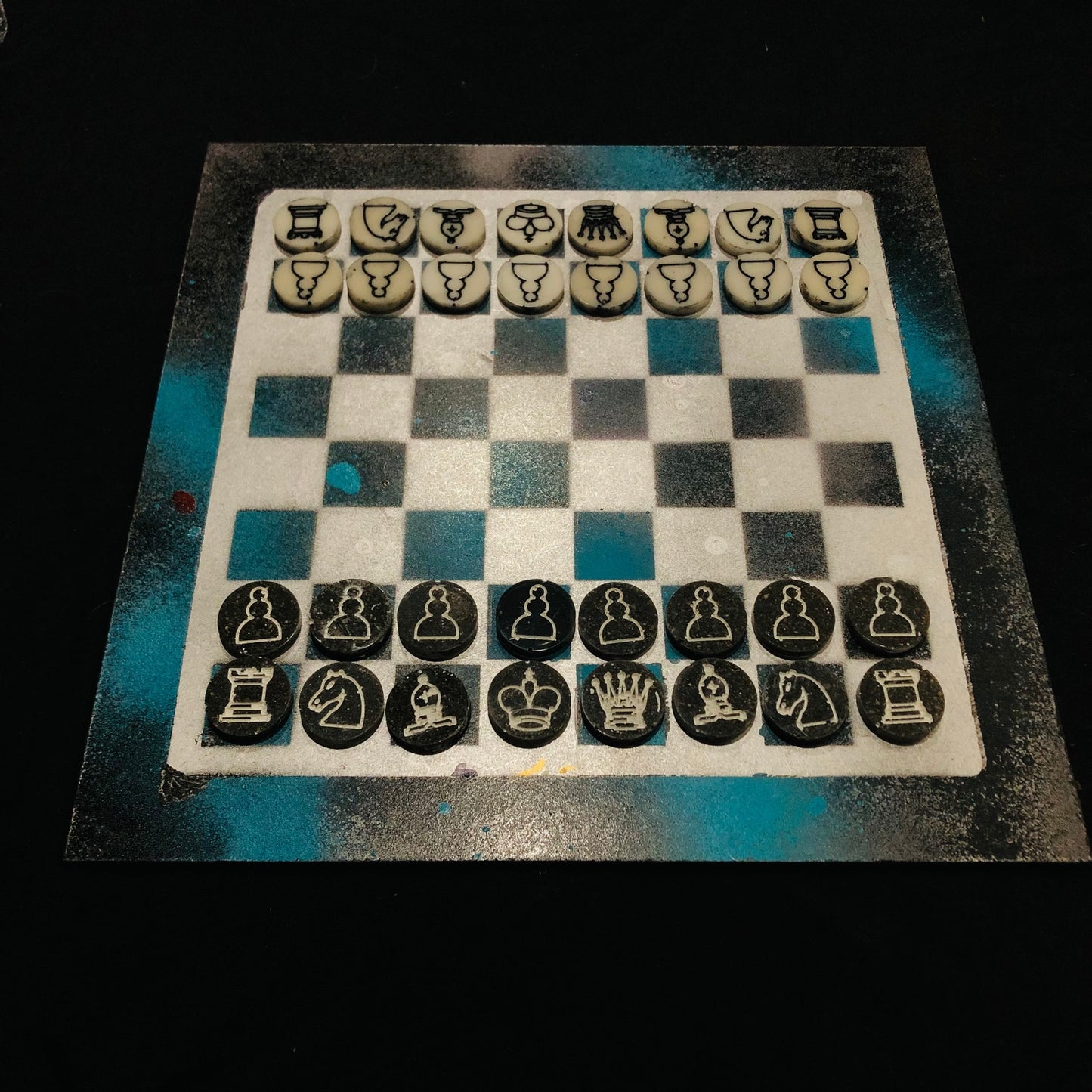 Blue Galaxy - Painted Chess Set