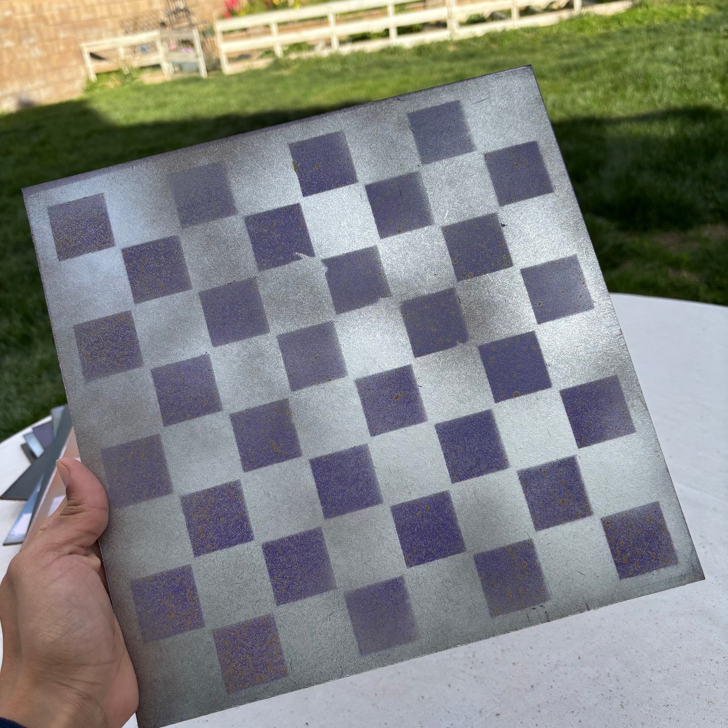 Silver Purple - Painted Chess Set