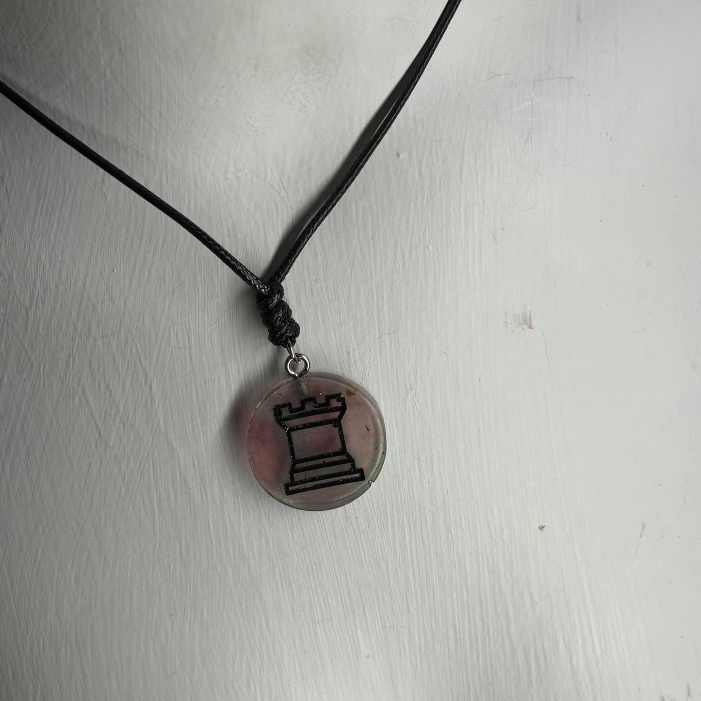 Translucent Rook - Handmade Resin Chess Necklace