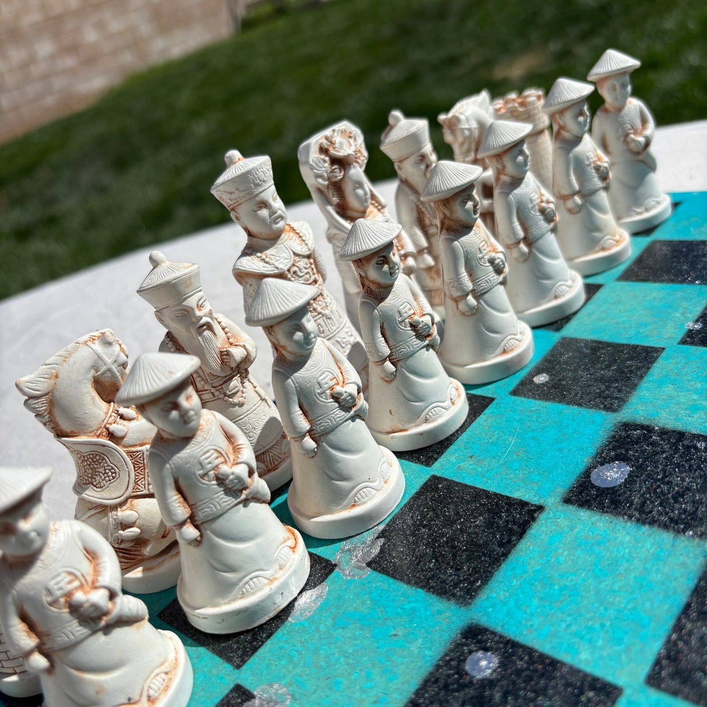 Aqua Green - Chinese Edition Chess Set