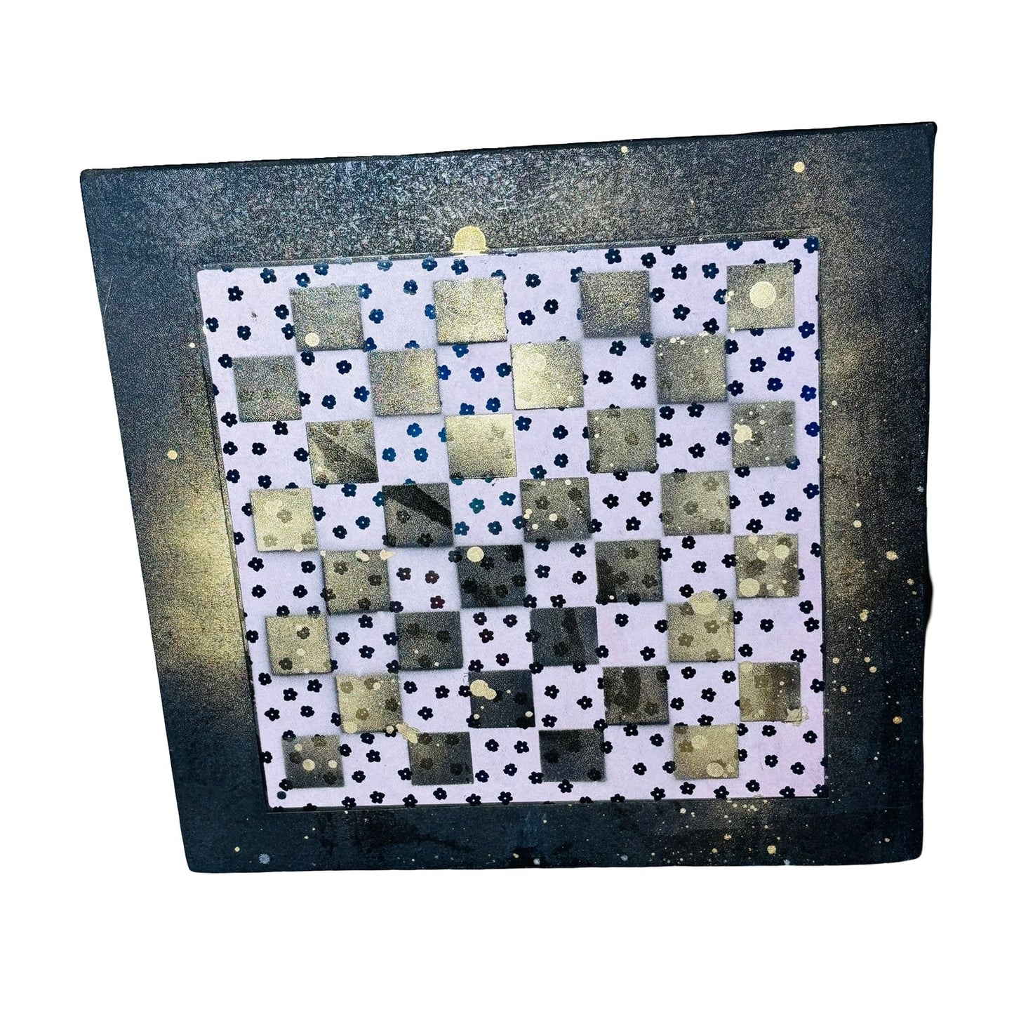 Pink Flowered Golden Hue - Large Scrapbook Chess Board