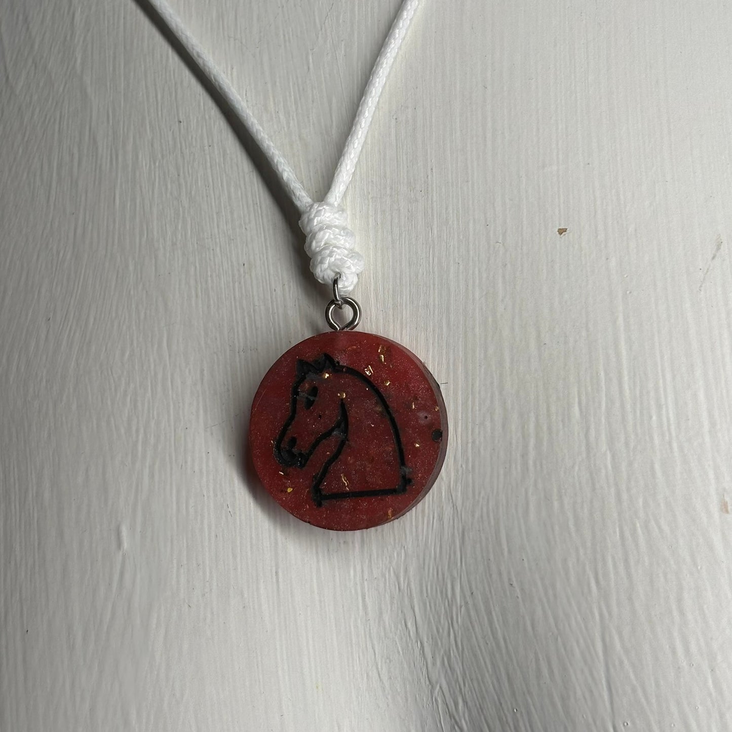 Crystal red Knight - Handmade Resin Chess Necklace