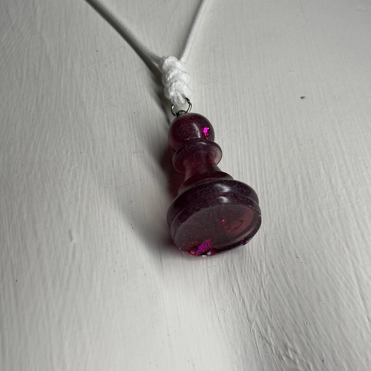 Dark Purple Pawn - Handmade Resin Chess Necklace