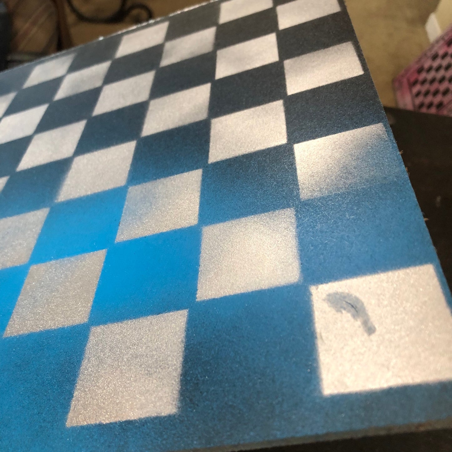 Blue Black & Silver - Painted Chess Set