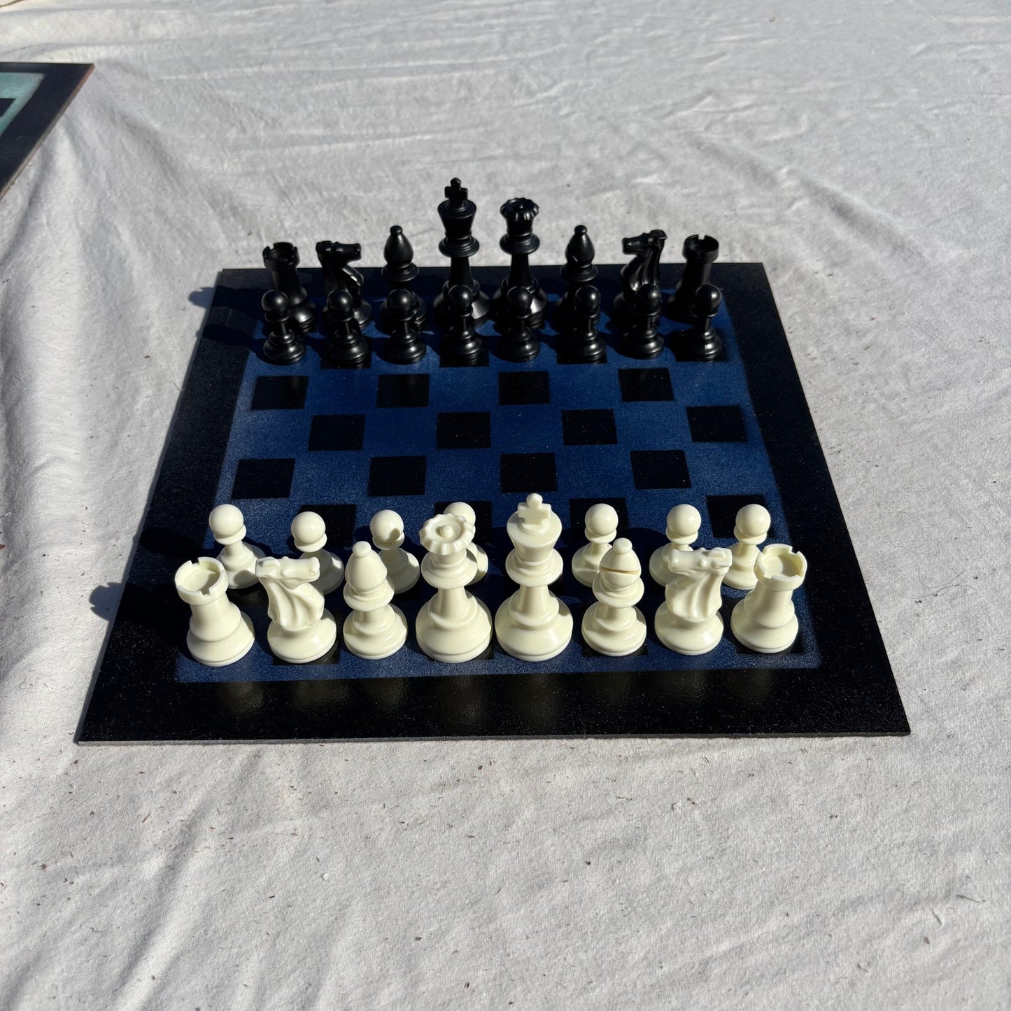 Dark Blue & Black - Painted Chess Set