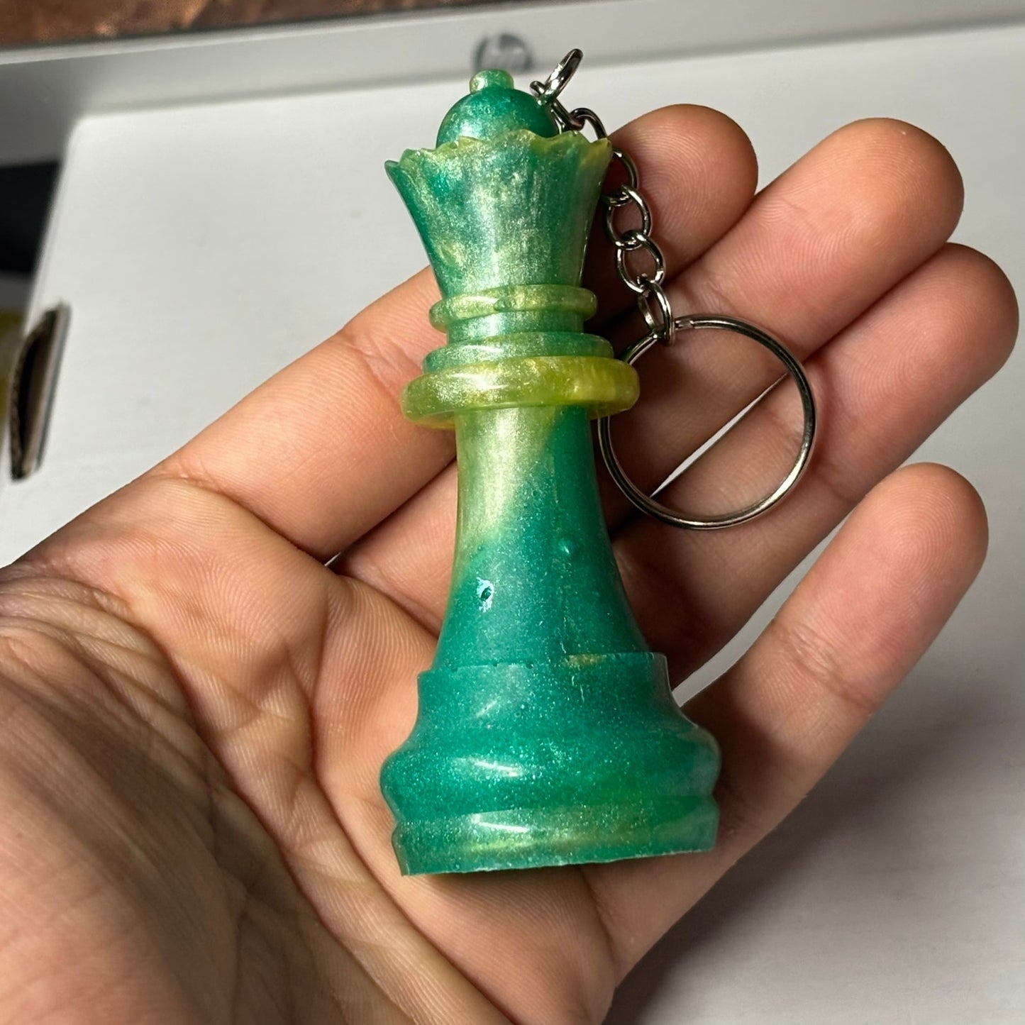 Green Forest Queen - Handmade Resin Keychain - Large Edition