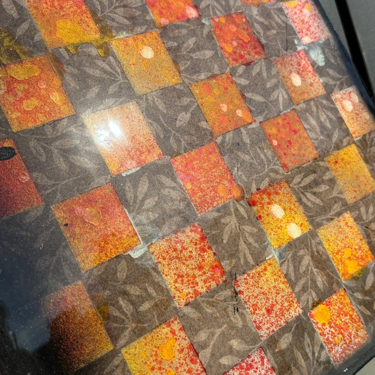 Fire Ember Orange - Resin Coated Chess Board