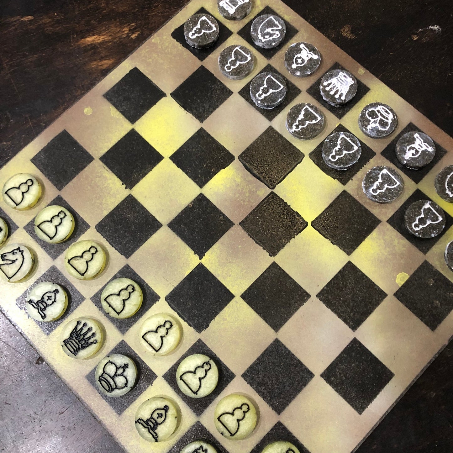 Dirty Green - Painted Chess Set