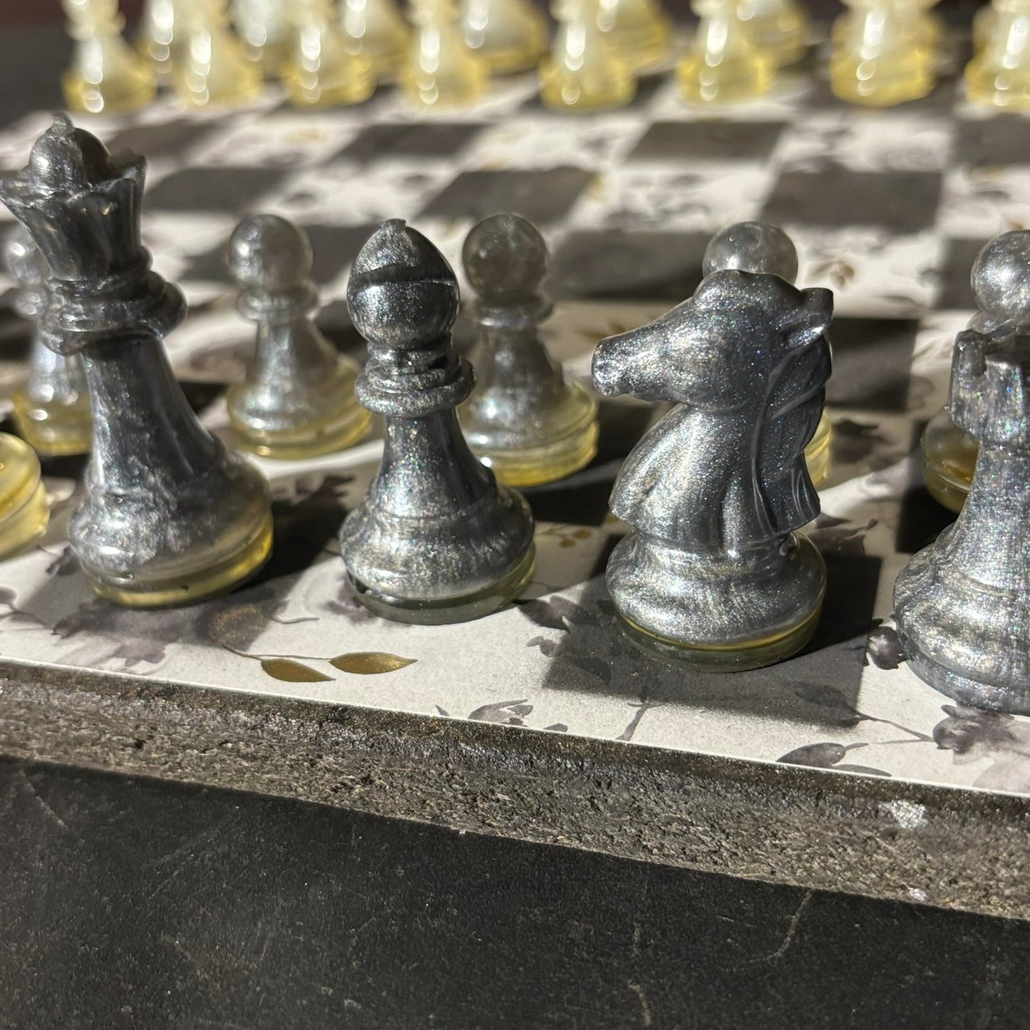 Black Flower - Scrapbook Chess Set