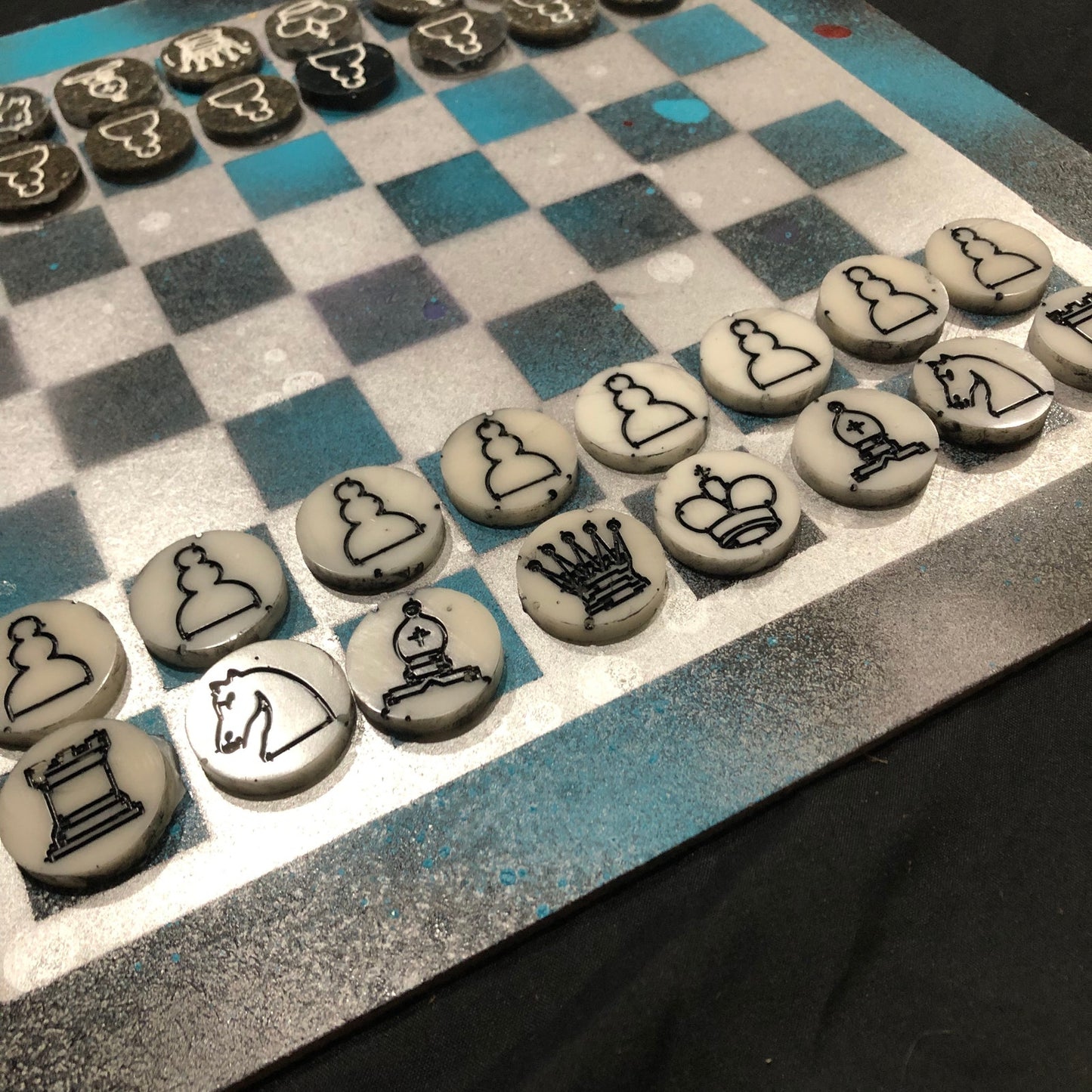 Blue Galaxy - Painted Chess Set