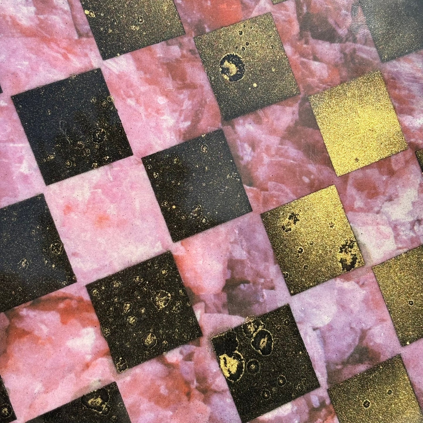Pink Crystal Gold - Resin Coated Chess Board