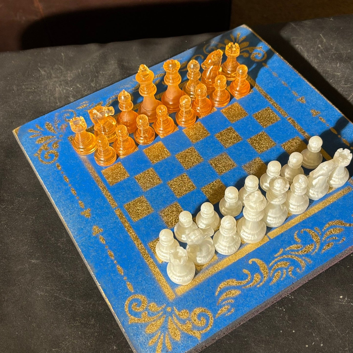 Supreme Blue & Gold- Painted Chess Set