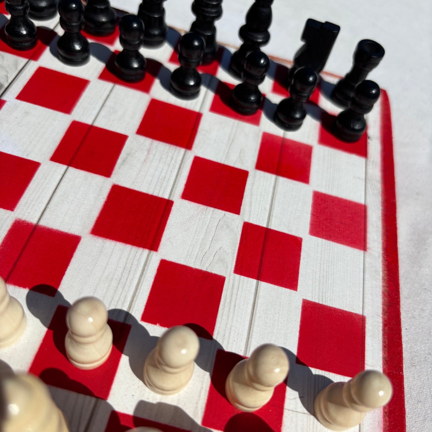 Wood Print Red - Scrapbook Chess Set