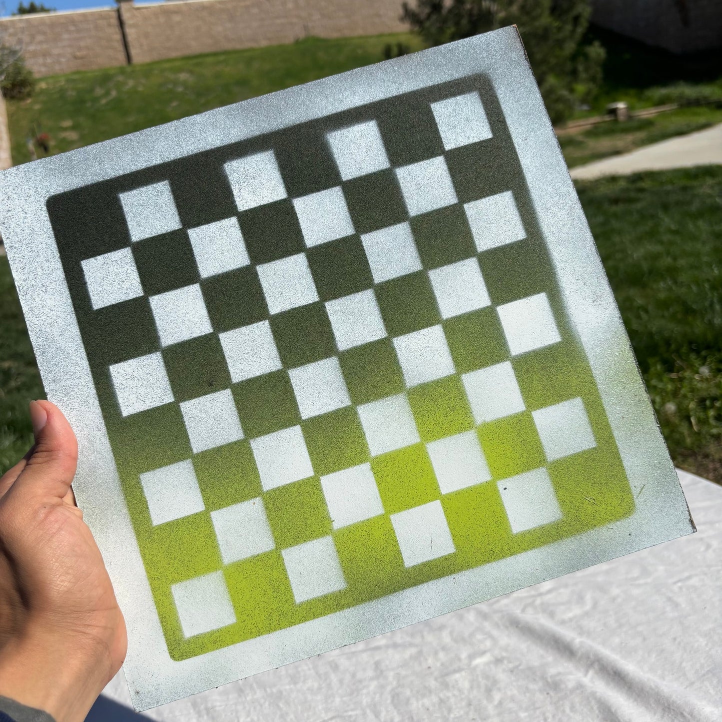 Lime Green Fade - Painted Chess Set