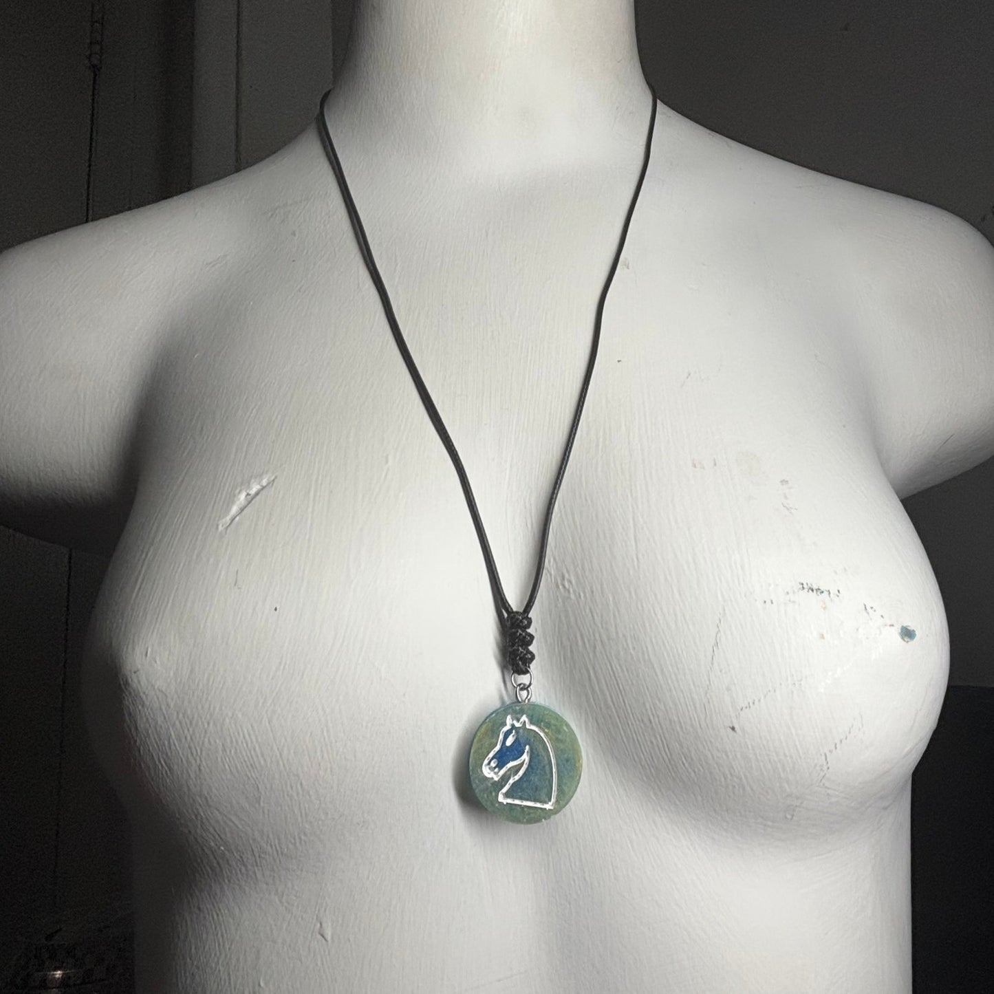 Swampy Knight - Handmade Resin Chess Necklace