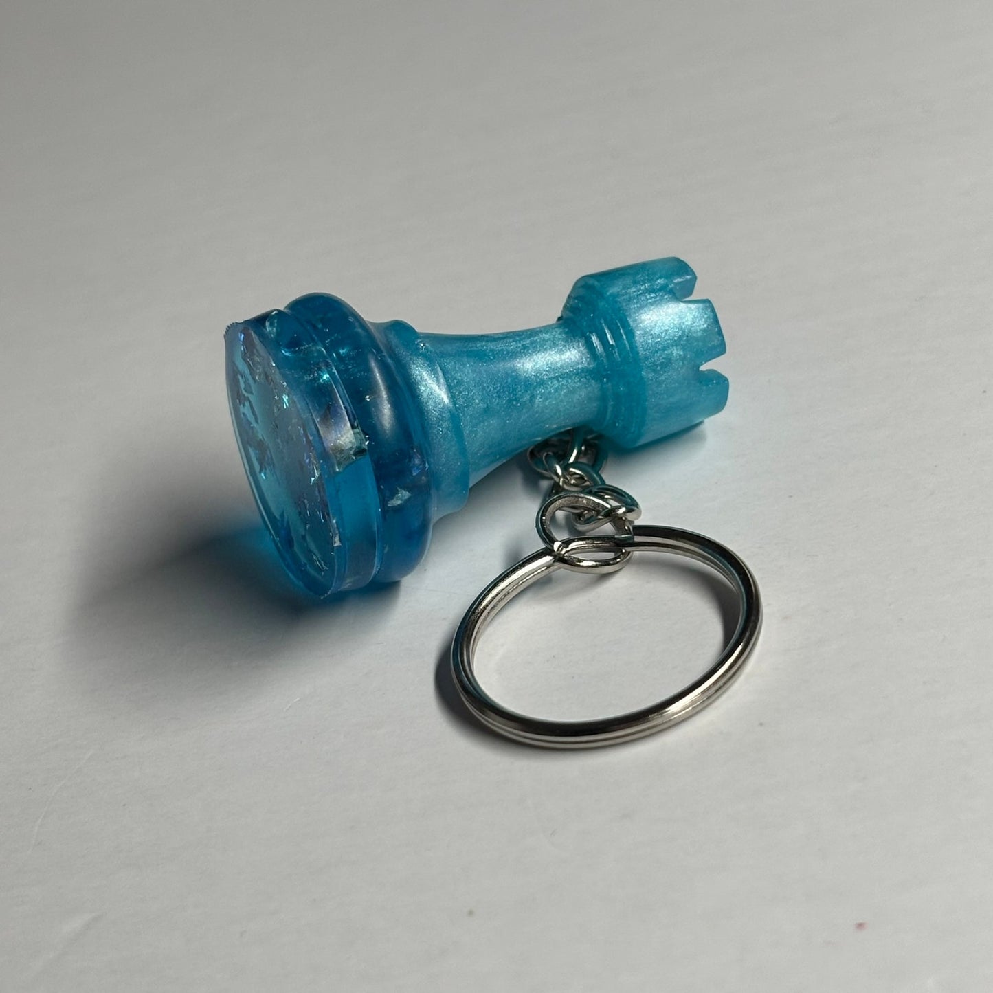 Blue Crystal Rook - Handmade Resin Keychain