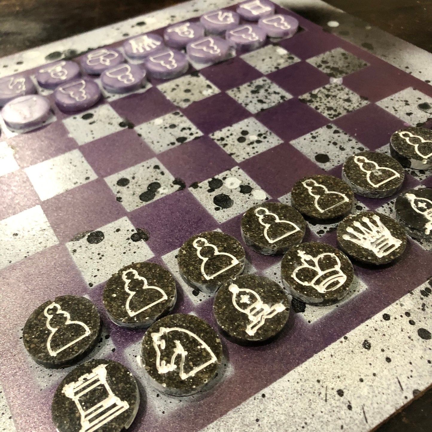 Speckled Purple - Painted Chess Set