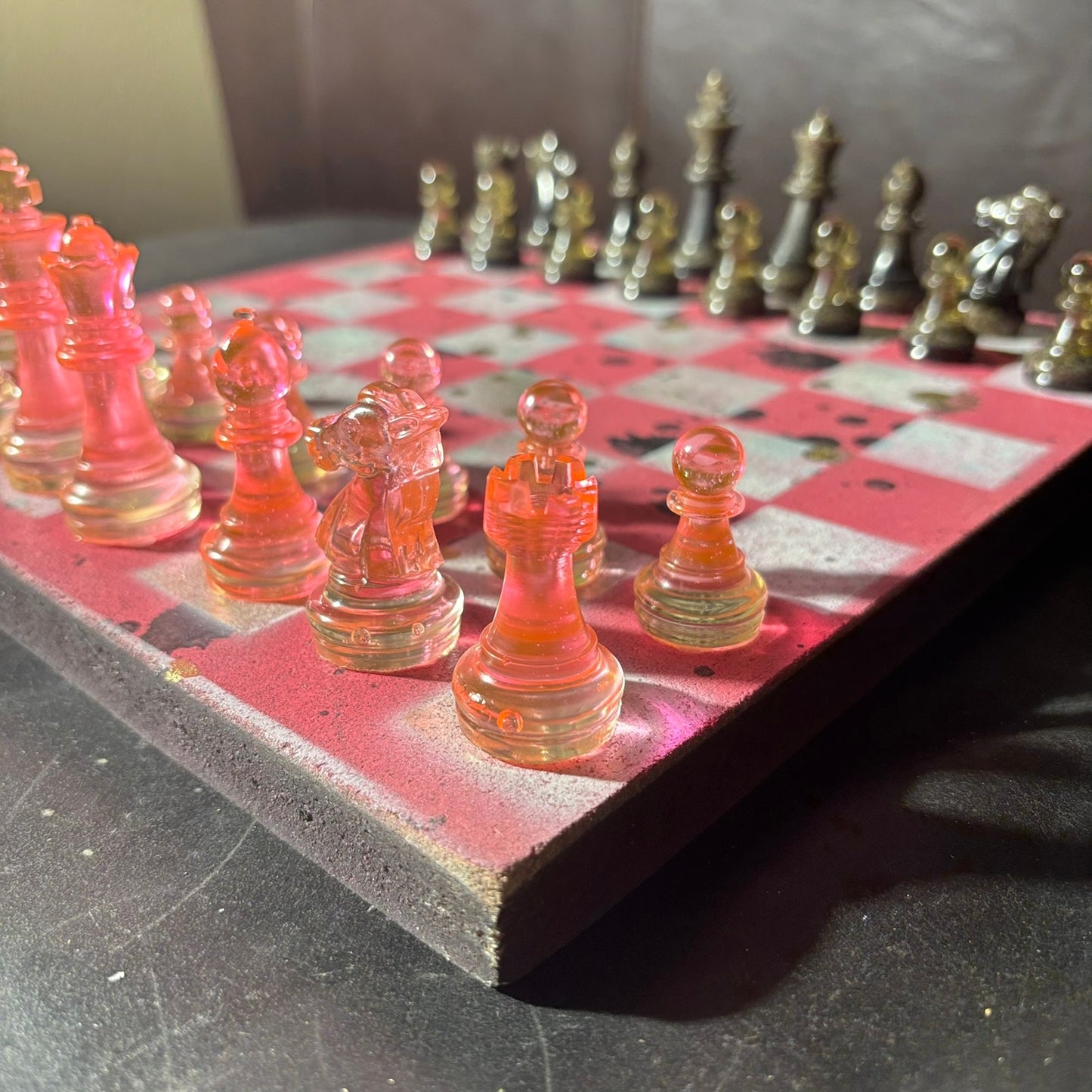 Spotted Pink - Painted Chess Set