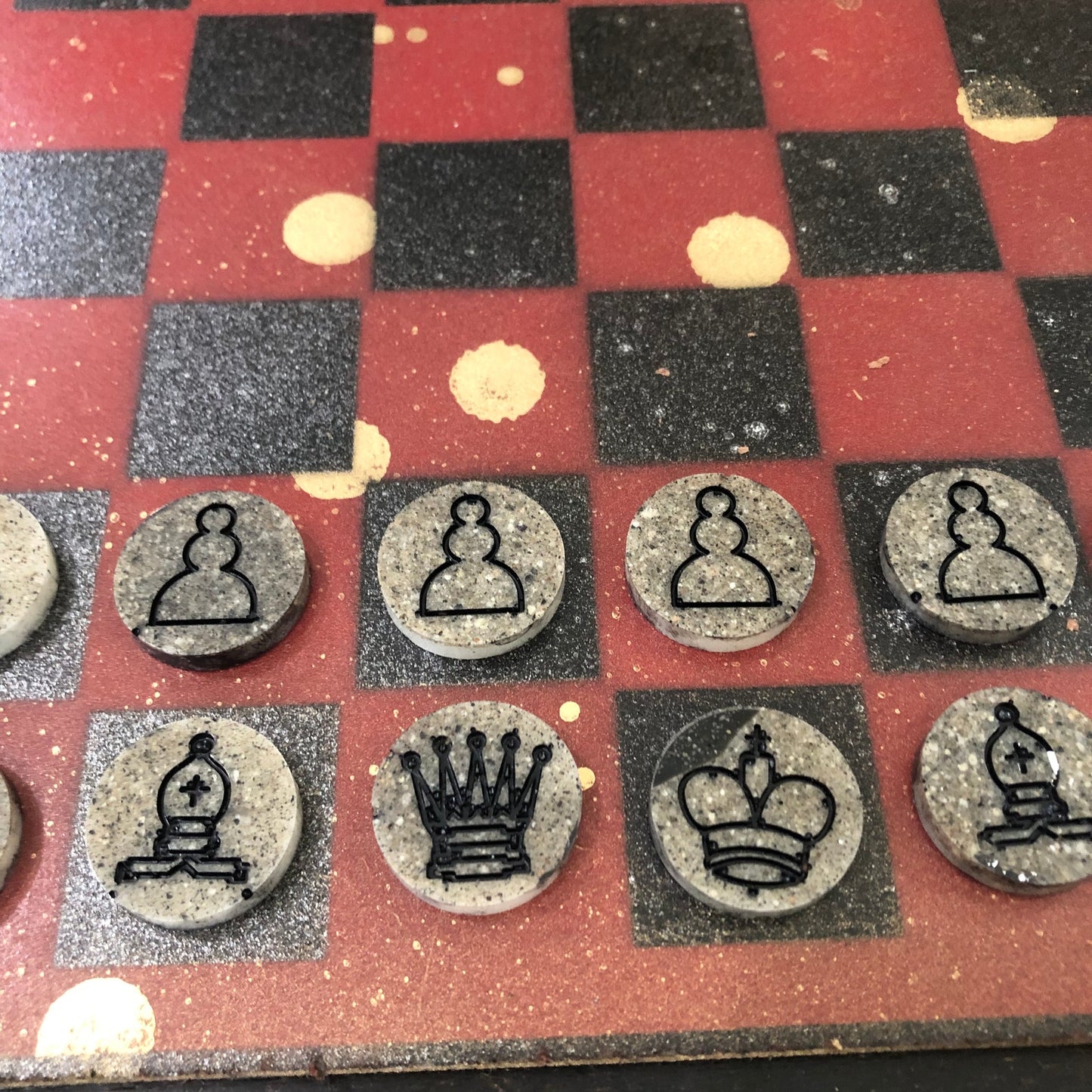 Chinese Golden Red - Painted Chess Set