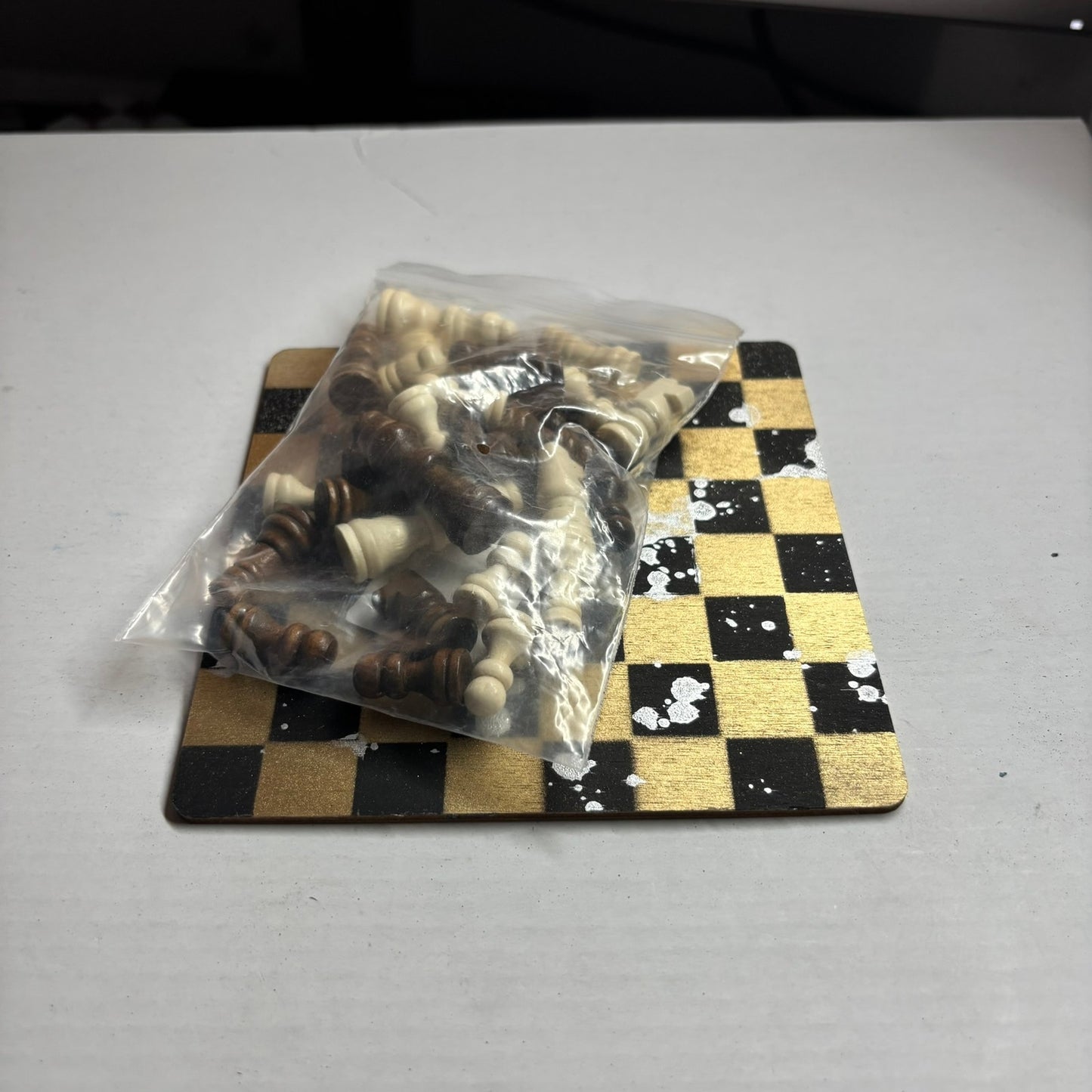 Golden Black Chrome Drip - Mini Chess Set