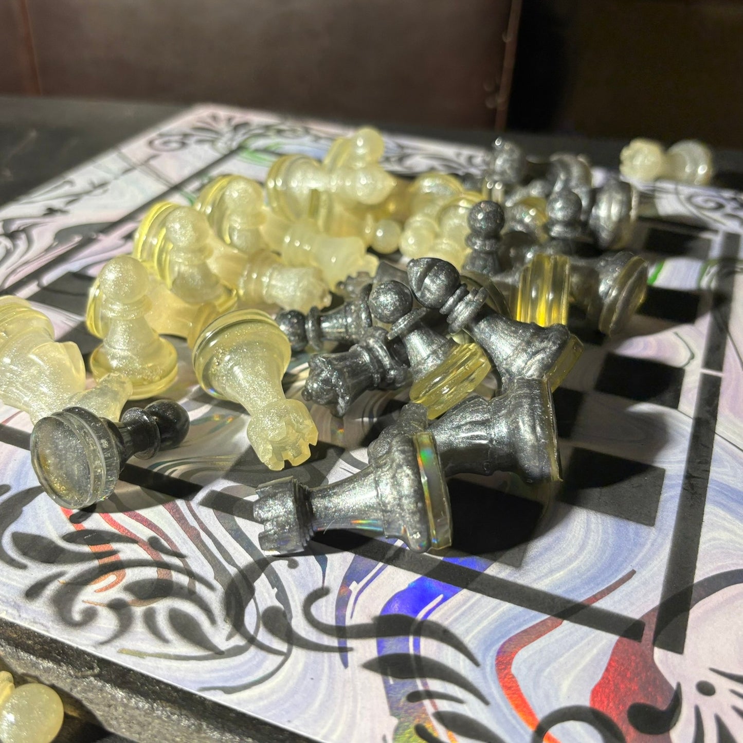Chrome Shine Pattern - Scrapbook Chess Set