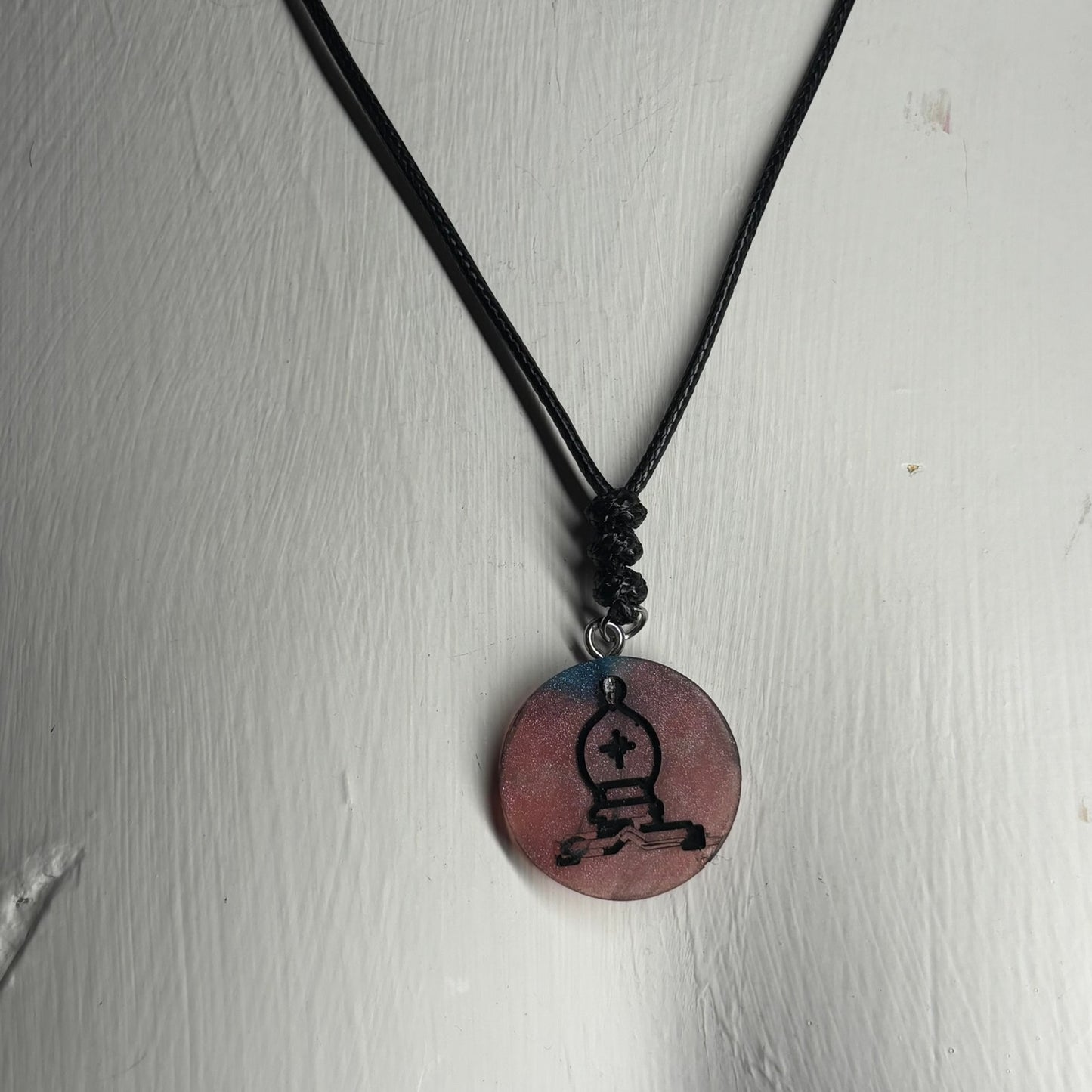 Easy Red Bishop - Handmade Resin Chess Necklace