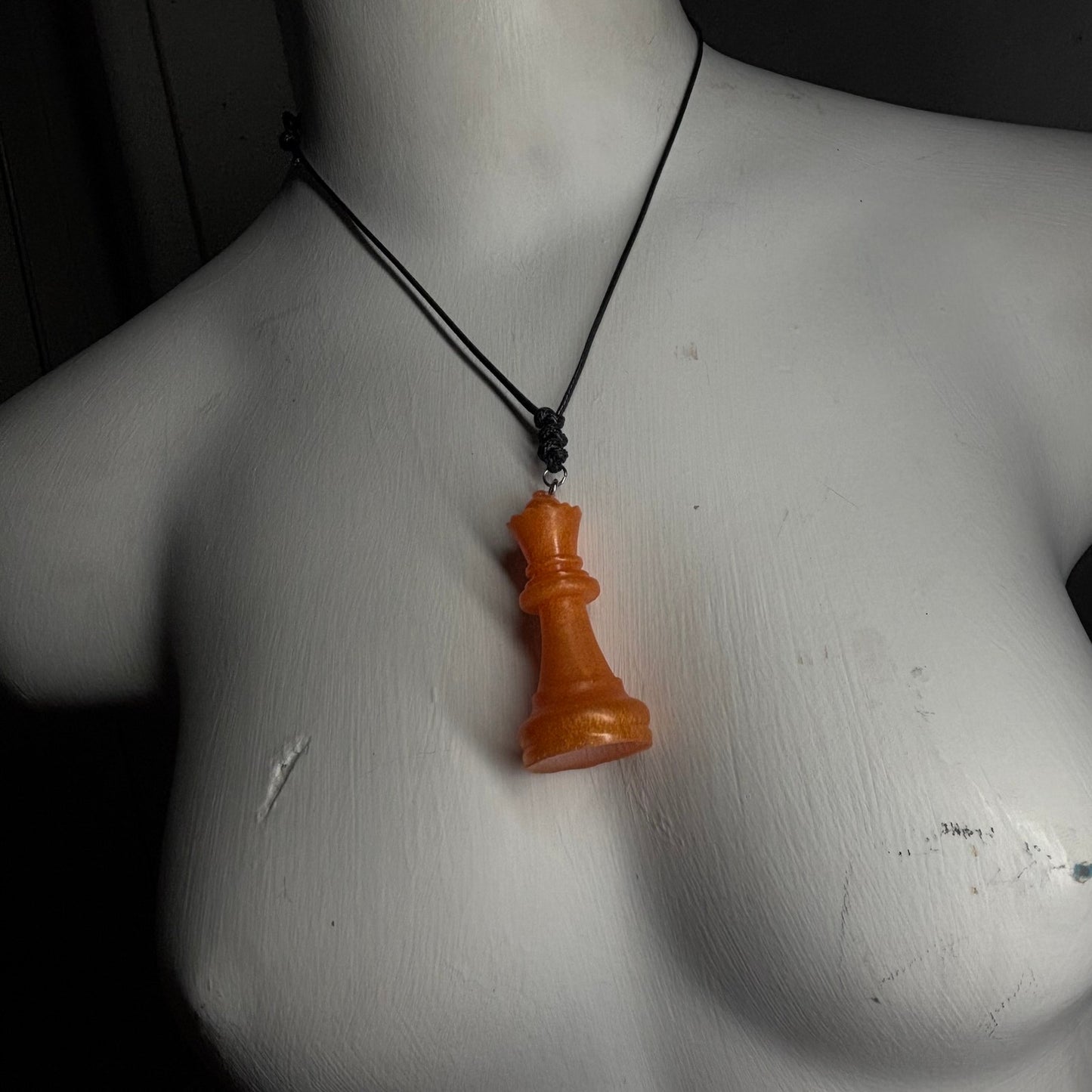 Orange Queen - Handmade Resin Chess Necklace