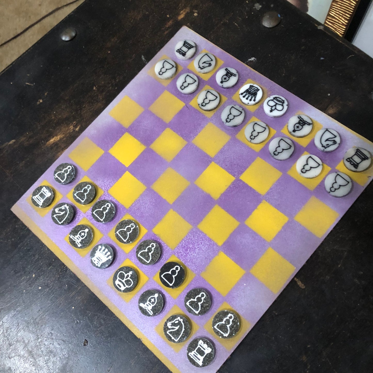 Purple Yellow Mist - Painted Chess Set
