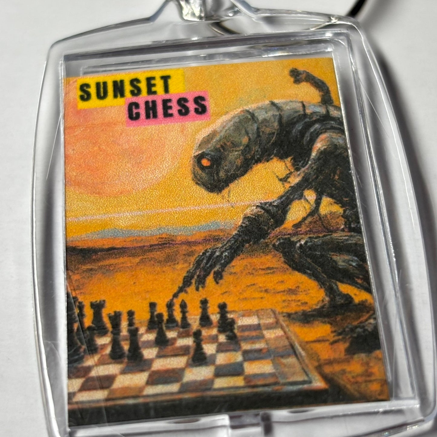 Aliens And Chess Oh My! - Sunset Chess Photo Keychain