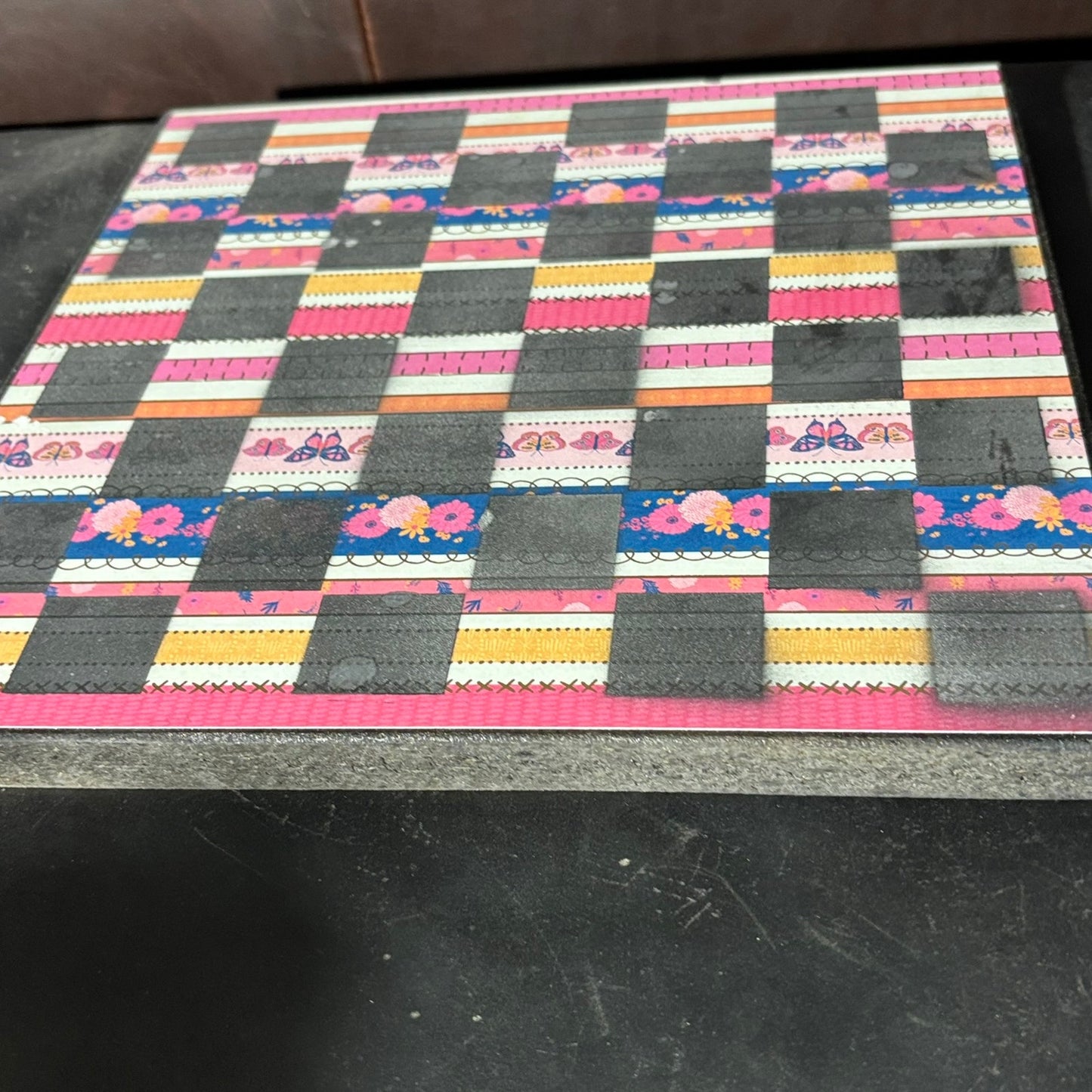 Lined Pink Buttery - Scrapbook Chess Board