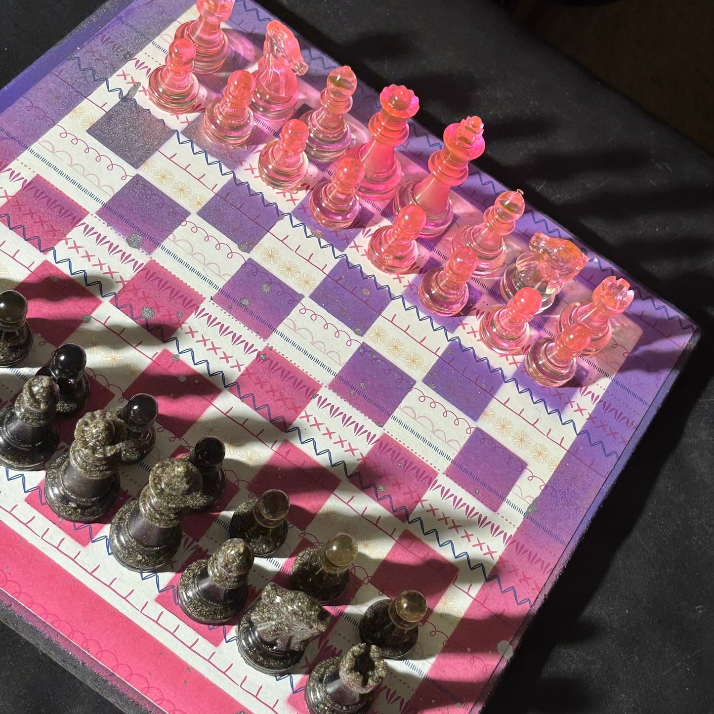 Pink & Purple Mix - Scrapbook Chess Set