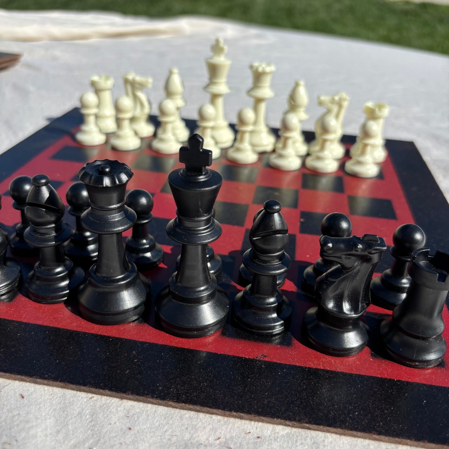 Wine Red- Painted Chess Set