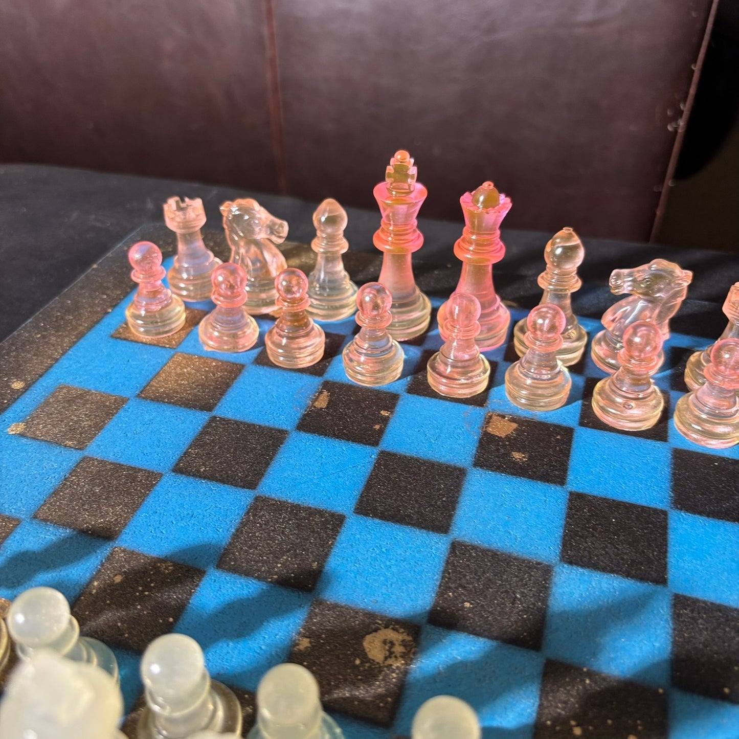 Rich Blue & Pink - Painted Chess Set