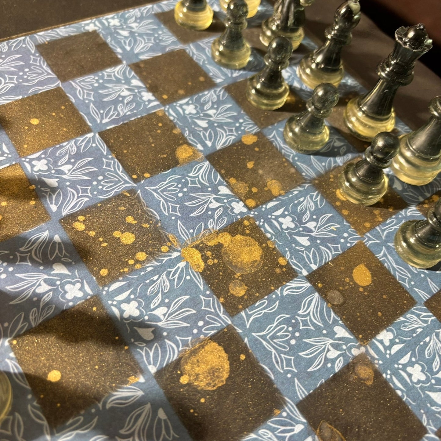 Vintage Golden Blue - Scrapbook Chess Set