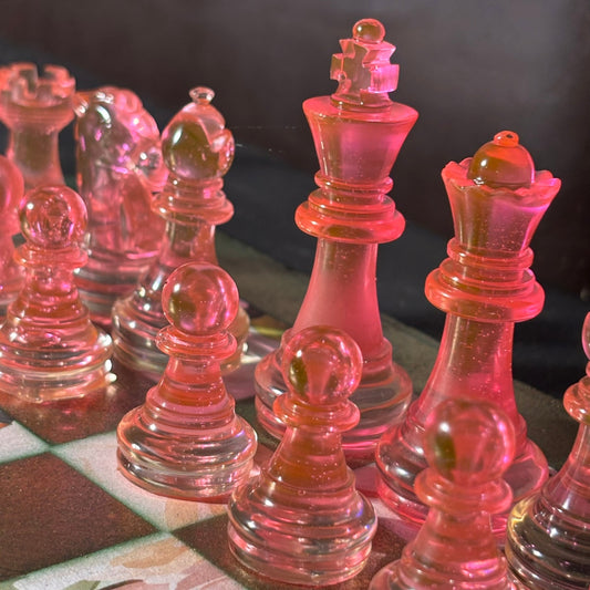 Luxury Pink Green - Scrapbook Chess Set