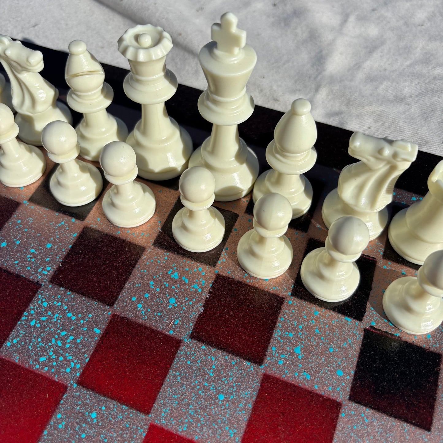 Speckled Golden Red - Painted Chess Set