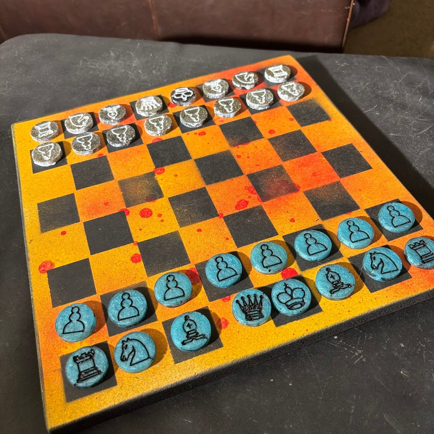 Fire Orange - Painted Chess Set
