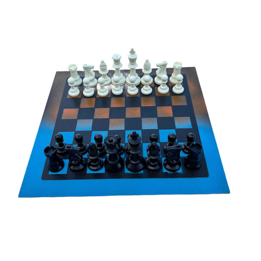 Simple Blue & Orange - Painted Chess Set