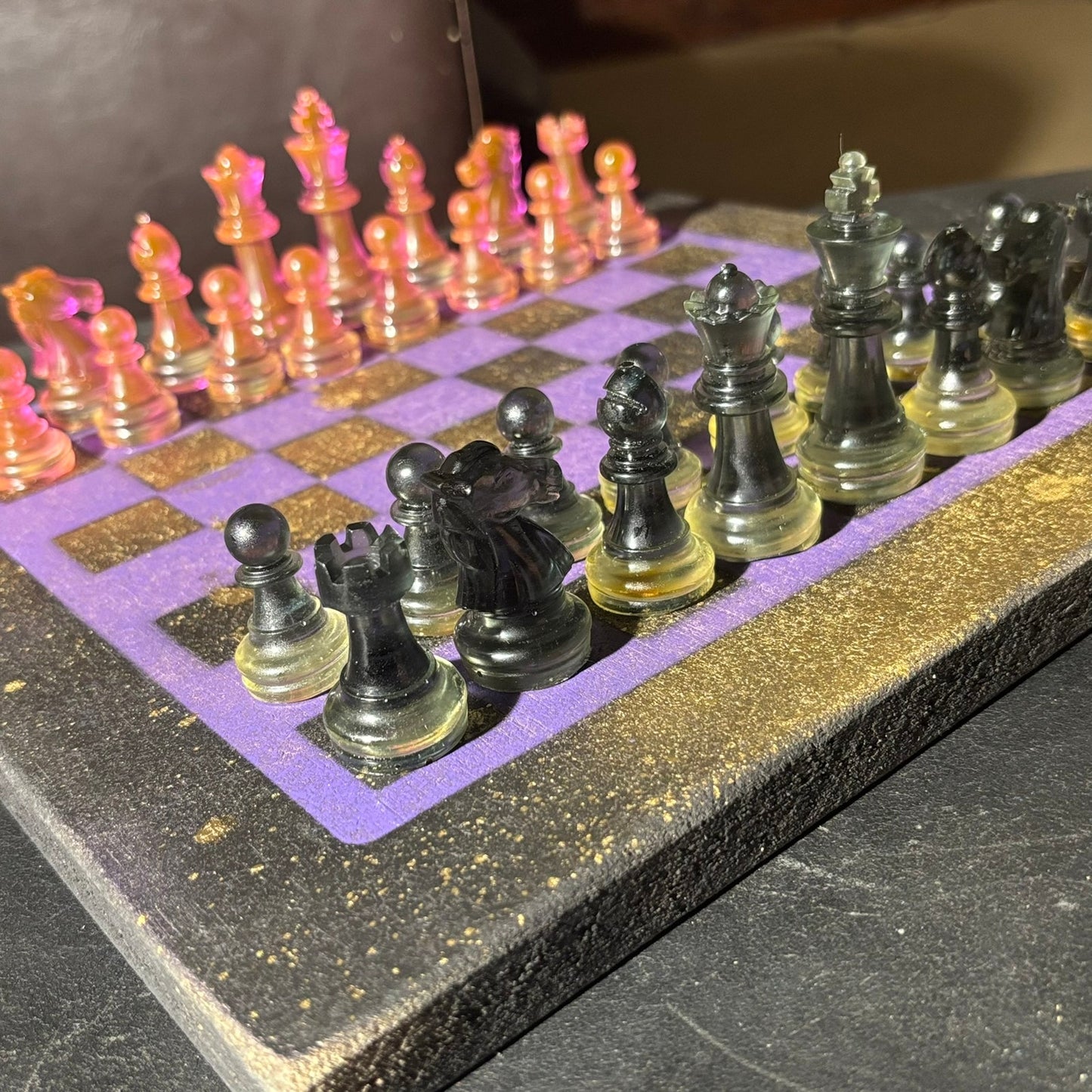 Cosmic Purple & Pink - Painted Chess Set