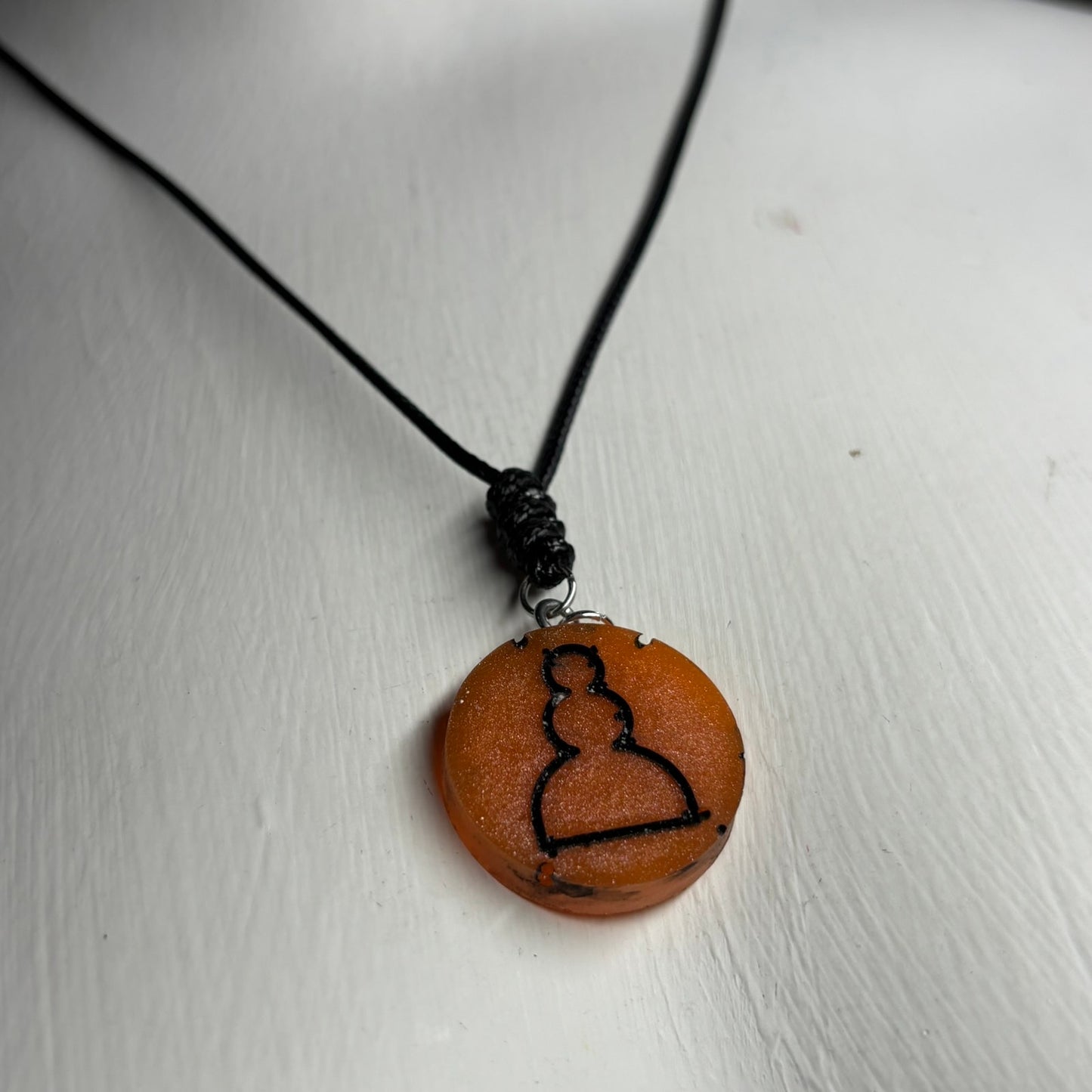 Orange Pawn - Handmade Resin Chess Necklace