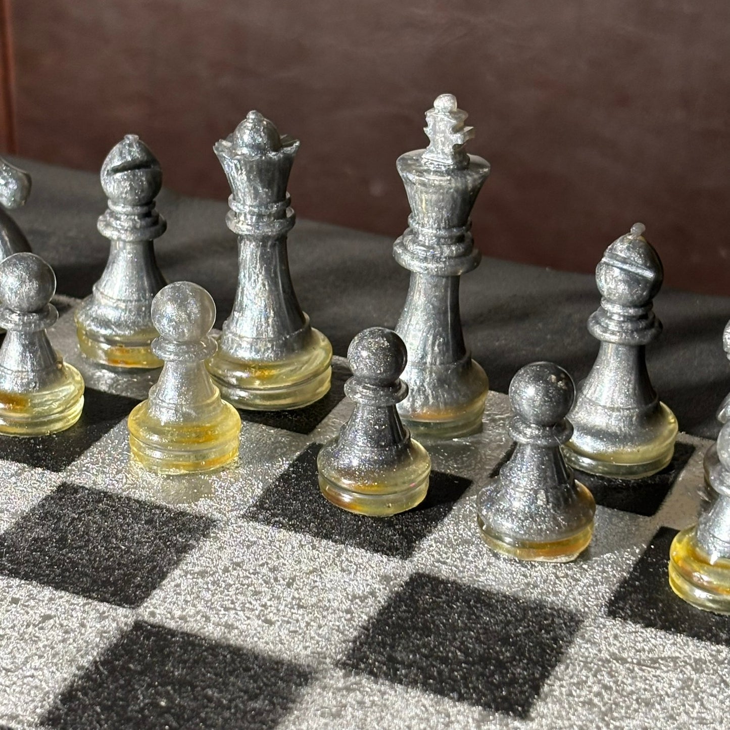 Silver & Black - Painted Chess Set